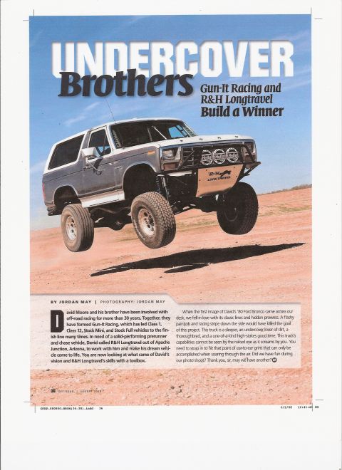 2008 Ford Bronco - This modified Ford Bronco is captured mid-jump, its off-road capabilities and custom R&H Longtravel bumper.