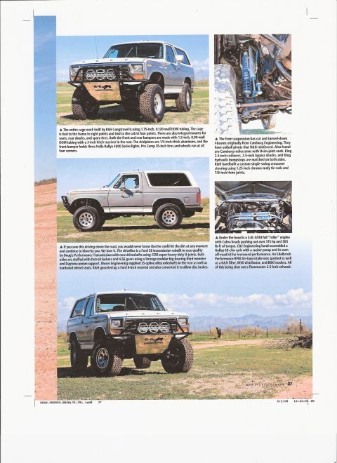 2008 Ford Bronco - Modified Ford Bronco with off-road upgrades, alongside another Bronco and engine details.