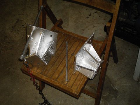 1994 Ford F-150 - Custom shackle flip brackets are shown on a wooden chair.