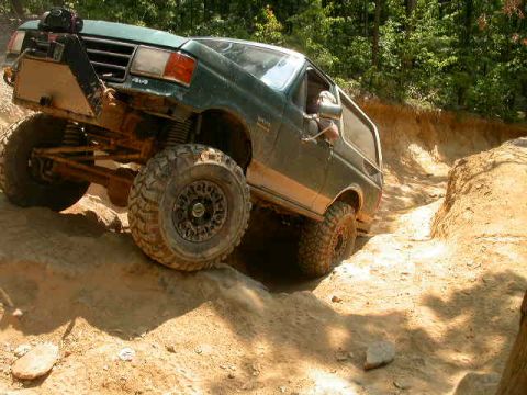 1990 Ford Bronco - This 1990 Ford Bronco is navigating a challenging off-road course.