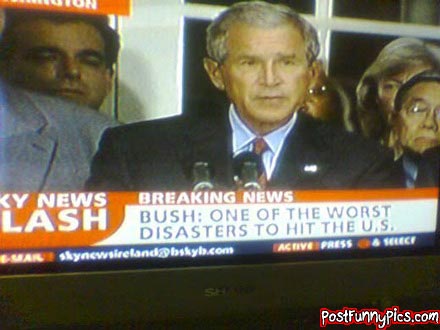 2000 Mercury Grand Marquis - A television screen displays a news report about George W. Bush with a breaking news chyron.