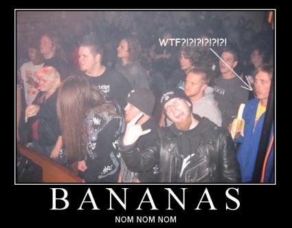2000 Mercury Grand Marquis - A crowd is gathered in a dimly lit space, with one person notably holding a banana.