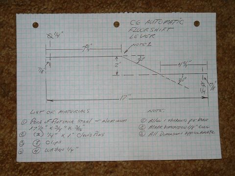 1978 Ford Ranchero - Technical drawing details the construction of an automatic floor shift lever.
