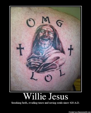 2000 Mercury Grand Marquis - Tattoo of Jesus with 'OMG LOL' text and crosses.