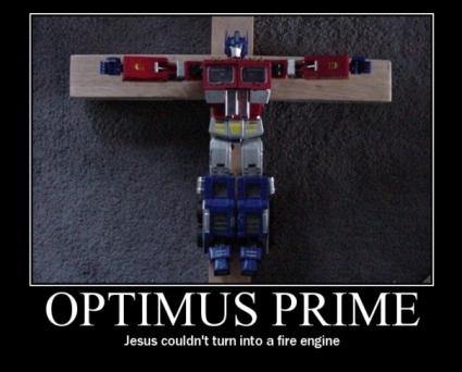 2000 Mercury Grand Marquis - A humorous meme depicting the Transformers character Optimus Prime in a crucifixion pose.