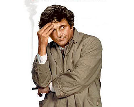 1991 Ford Crown Victoria - A man in a trench coat appears deep in thought, with smoke rising from a cigar.