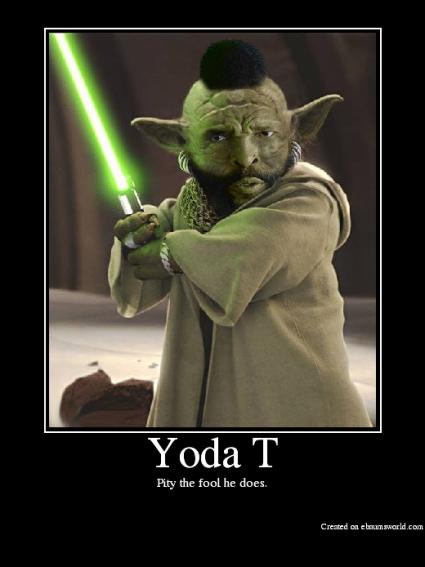 2000 Mercury Grand Marquis - This image depicts a character resembling Yoda, but with a mohawk and a lightsaber, holding it with a determined expression.
