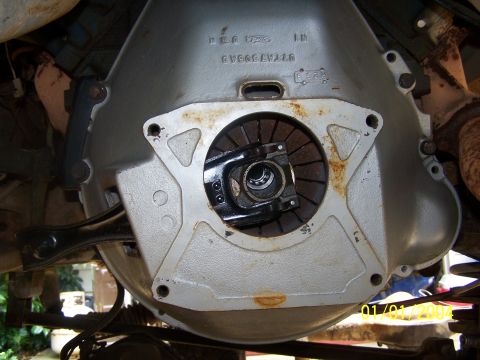 1979 Ford F-150 - Transmission bell housing and clutch assembly from a Ford truck, showing part number D7TA7505AD.