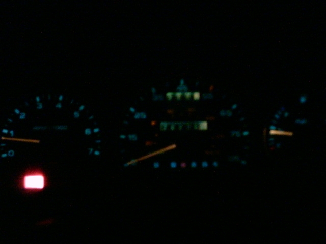 My camera doesn't like low light but you can barely make out the gauges which *are* blue in my Gen1 bull.