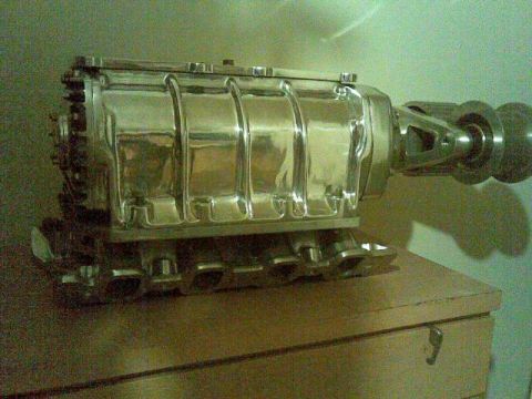 1972 Ford Ranchero - custom low profile manifold by Hampton, looks like originally a tunnel ram base was cut down
