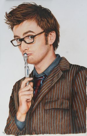 1991 Ford Crown Victoria - This is a drawing of David Tennant as the Doctor, holding his sonic screwdriver.