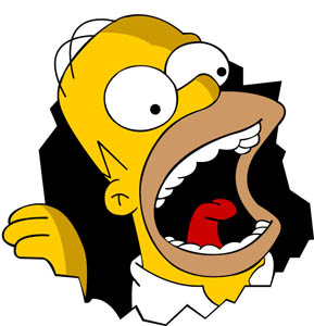 1991 Ford Crown Victoria - A cartoon image of Homer Simpson with his mouth wide open in a scream, a SuperMotors.net watermark.
