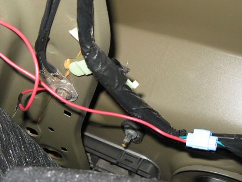 2003 Ford Taurus - This is how I wired it up the first time. I thought it was switched on the positive wire (green), but it was actually switched on the groun…