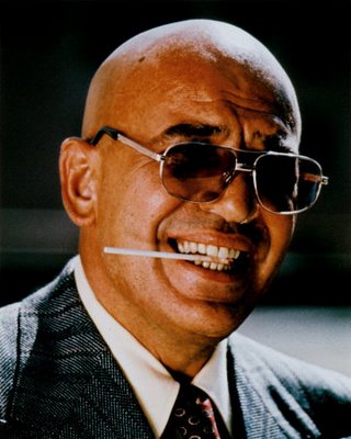 1991 Ford Crown Victoria - A man with a lollipop in his mouth and sunglasses on, wearing a suit and tie.