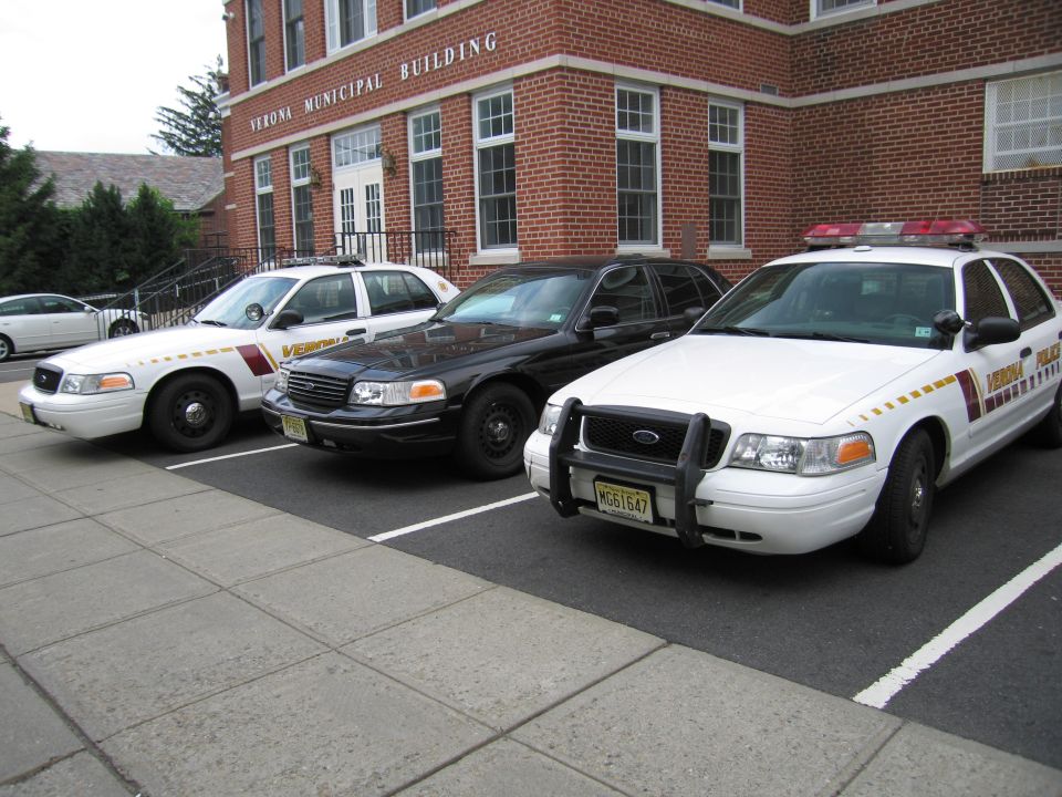 Three police Ford Crown Victoria cruisers at Verona Municipal Building
