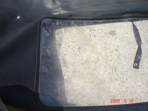 1993 Ford Bronco - Close-up of a soft top window, showing a date stamp from 2008.