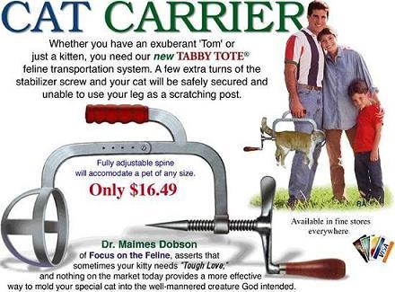 1980 Ford Bronco - Advertisement for a cat carrier, highlighting its adjustable spine and price.