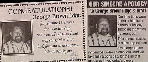 Newspaper clipping with two articles about George Brownridge and photos