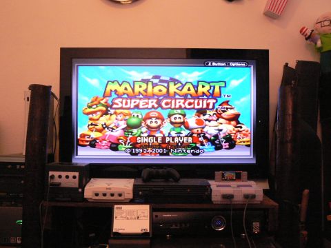 2006 Ford E350 - Playing Mario Kart Super Circuit from GBA on my 40" Samsung via GameCube.