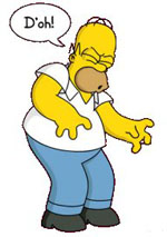 1968 Ford Mustang - Cartoon clip-art of Homer Simpson with a D'oh speech bubble, not a technical document.