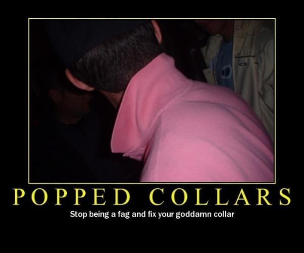 Demotivational meme of a person in a pink collared shirt
