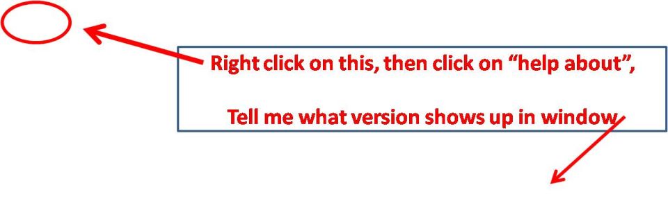 Instructional graphic with red text telling user to right-click and check version