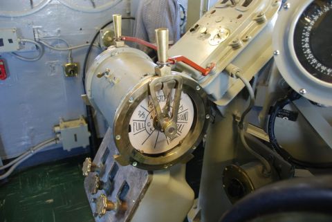 1996 Ford Bronco - A close-up view of a ship's engine telegraph, a control device used to transmit orders from the bridge to the engine room.