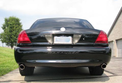 2003 Mercury Marauder - Rear view of a black 2003 Mercury Marauder sedan.