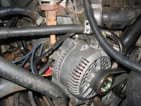 1995 Ford Bronco - 200A installed. It appears the slighter 2.25" pulley over the factory one is no problem with the same belt as the tensioner can handle the…