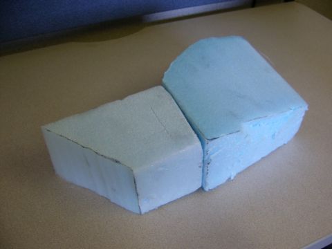 1986 Ford Bronco - Foam shapes on a table, likely prototypes or mockups for a component.