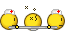 Three yellow smiley faces on a scale, two wearing nurse hats
