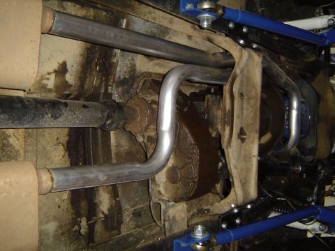1978 Ford Bronco - Underside view of a 1978 Ford Bronco, highlighting the exhaust system and drivetrain components.