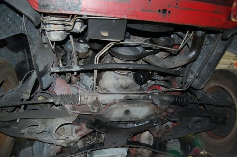 2001 Ford Crown Victoria - A detailed underside view reveals the complex mechanical systems of a vehicle.
