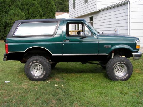 1993 Ford Bronco - This 1993 Ford Bronco is shown in a side profile, lifted with off-road tires.