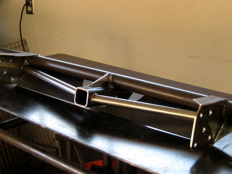 Custom steel bumper assembly with square tubing and mounting plates