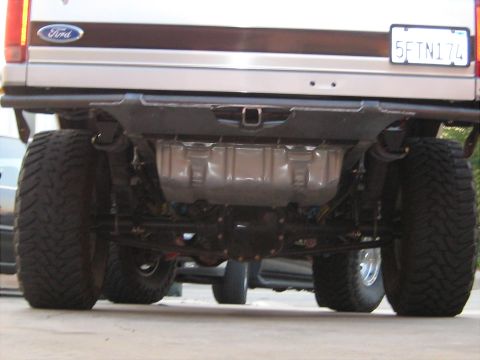1996 Ford Bronco - The rear of a 1996 Ford Bronco is shown, highlighting its bumper and undercarriage components.