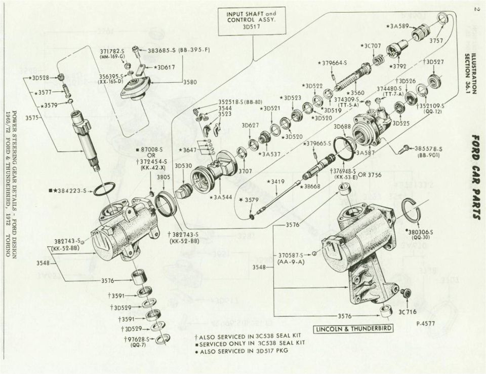 Ford power steering gear exploded diagram catalog page