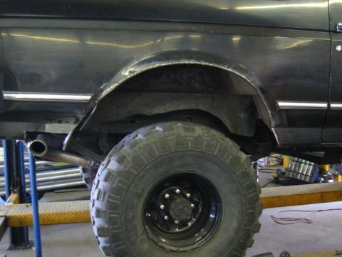 1992 Ford Bronco - All tacked into place... grinding and bondo to come! OK, so I got carried away and changed the exhaust routing, too!