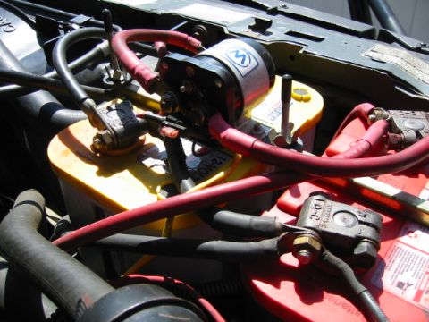 1992 Ford Bronco - Here's a back view of the solenoid, showing the connections. The solenoid is controlled by a 3 way toggle switch: 1) both charge with engin…