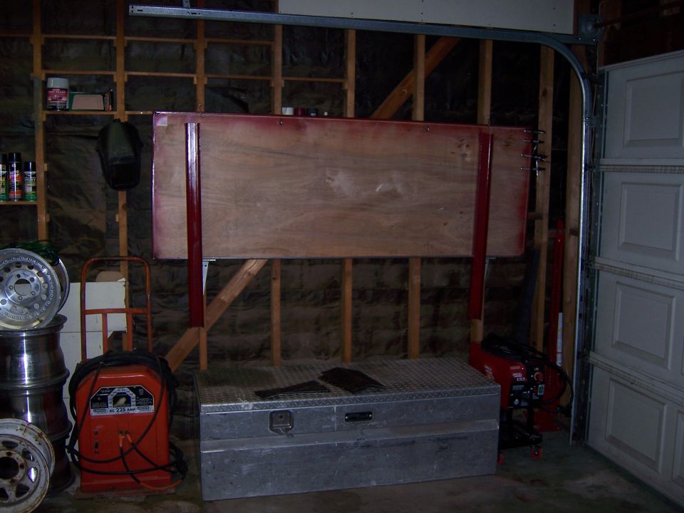 Welding table in a workshop setting