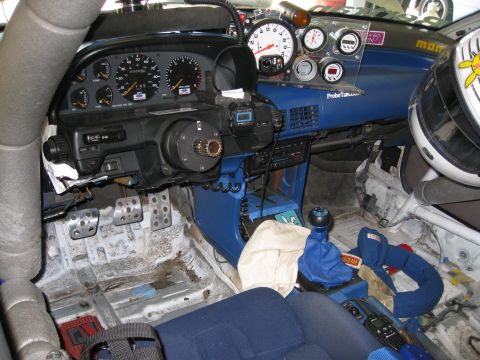 1990 Ford Probe - Interior view... Basically my office. AutoMeter Guages - D-Pic, Vacuum, WideBand, Air-Fuel, Phantom Tach