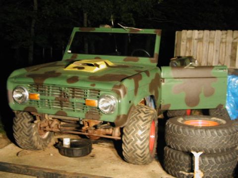 1967 Ford Bronco - Front view of the new camo paint job