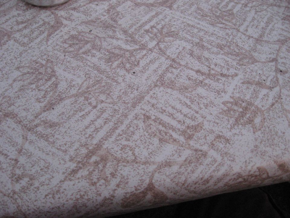 Close-up of a light-colored surface with a brown abstract pattern