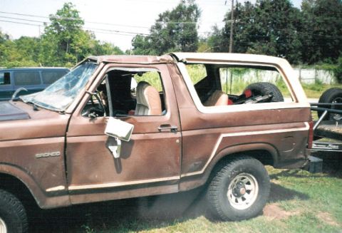 1983 Ford Bronco - After rolling it at ~45mph, this is what was left. After taking this picture, I reset the inertia switch, cranked it up, and my father drov…
