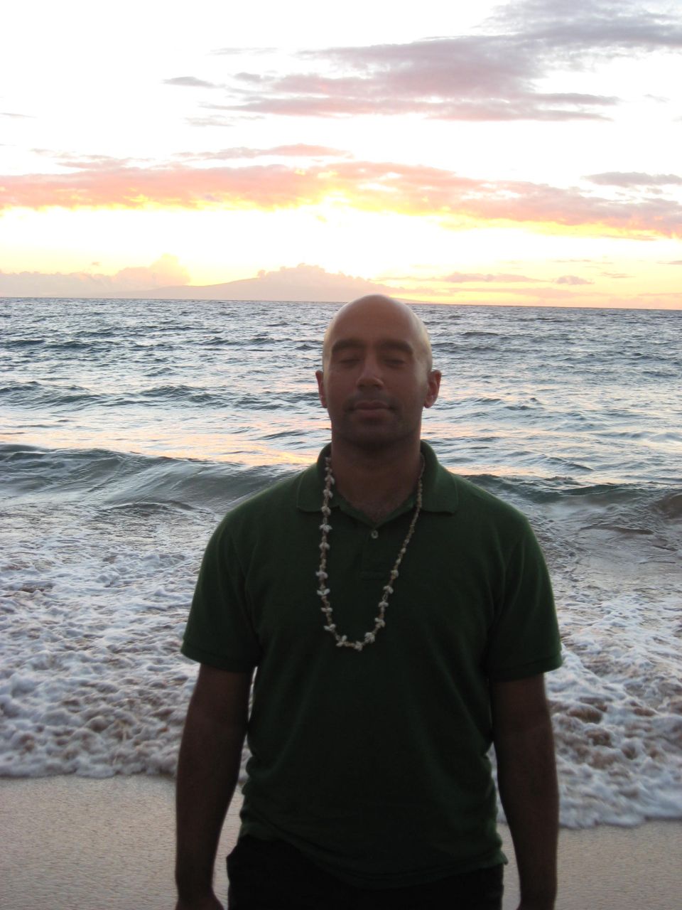 Man on beach at sunset