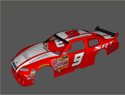 2004 Jeep Wrangler - A 3/4 front view of a red and white Dodge Viper SRT race car with the number 9 prominently displayed. Various sponsor decals are visible on…