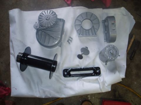 1980 Ford Bronco - all the parts cleaned and painted.