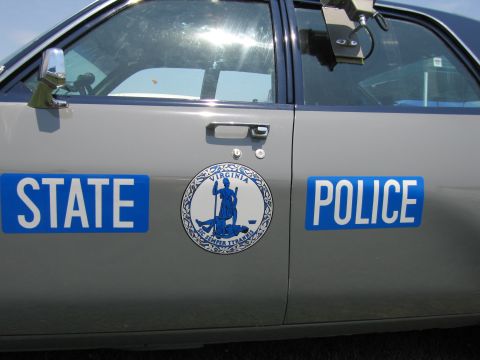 2001 Ford Crown Victoria - Virginia State Police car door with official seal and text.