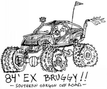 1984 Ford Bronco - This drawing depicts a custom off-road buggy with exaggerated features.