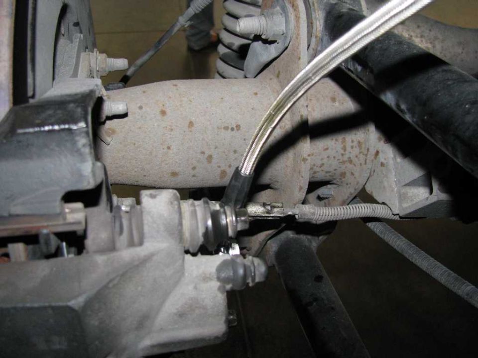 The line installed on the caliper.
